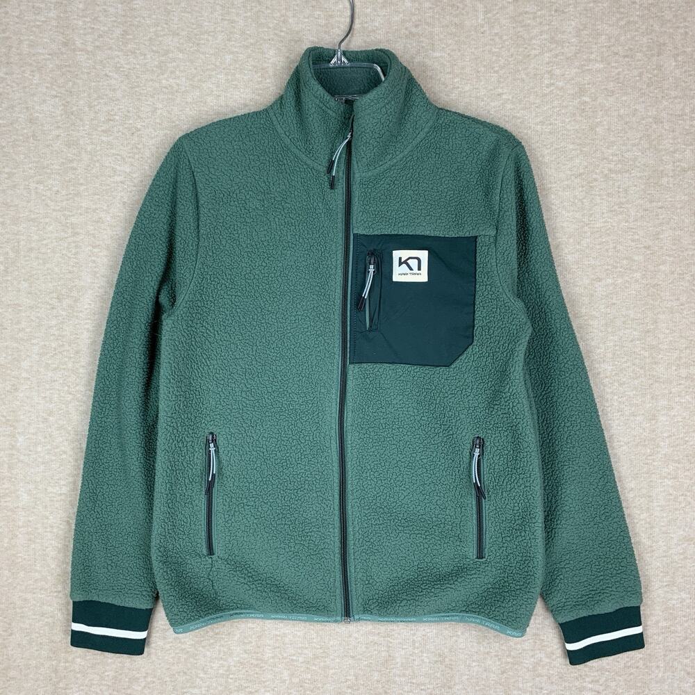 Kari Traa Rothe Mid Layer Fleece Sherpa Full Zip Jacket Size Small Green Ski